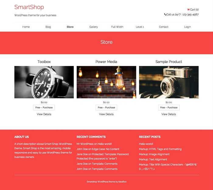 SmartShop Lite простой бесплатный шаблон.
