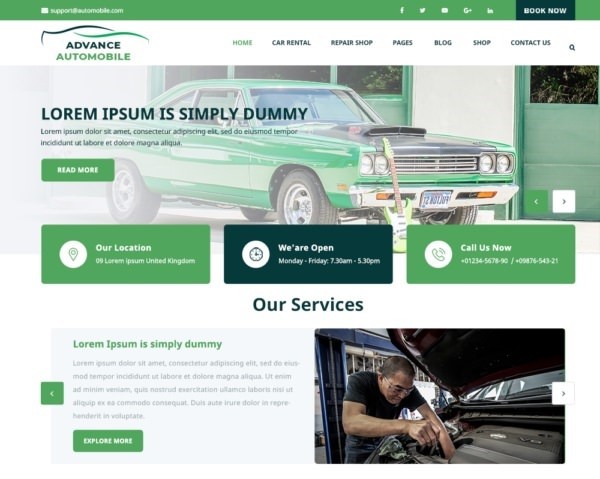 Advance Automobile бесплатный шаблон для WP.