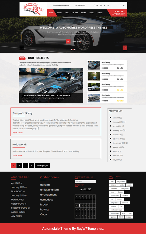 Car Dealer бесплатный шаблон WP.