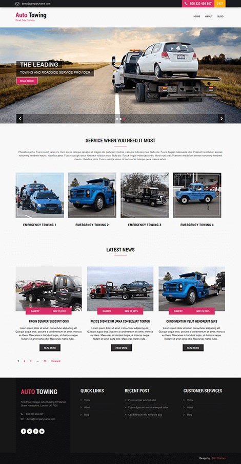 Auto Towing бесплатная тема для авто сайта на WP.