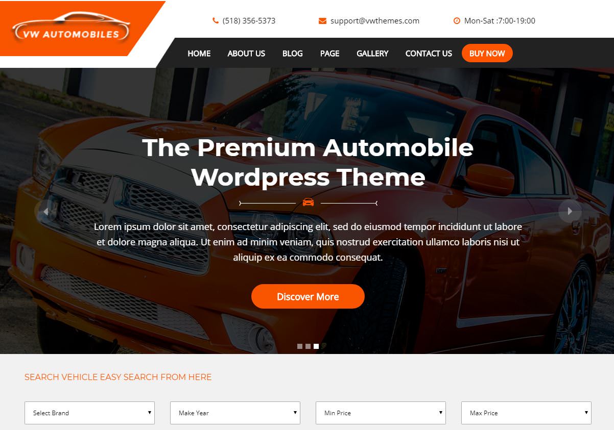 VW automobile бесплатная автомобильная тема для WordPress.