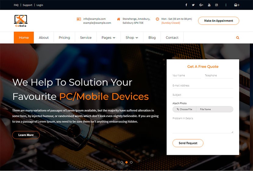 CoSolu многофункциональная тема WordPress