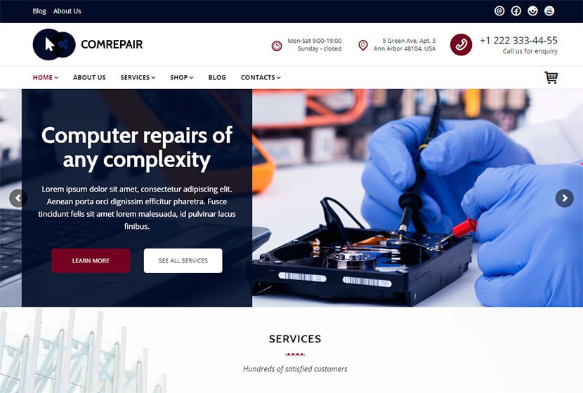 ComRepair тема WordPress.