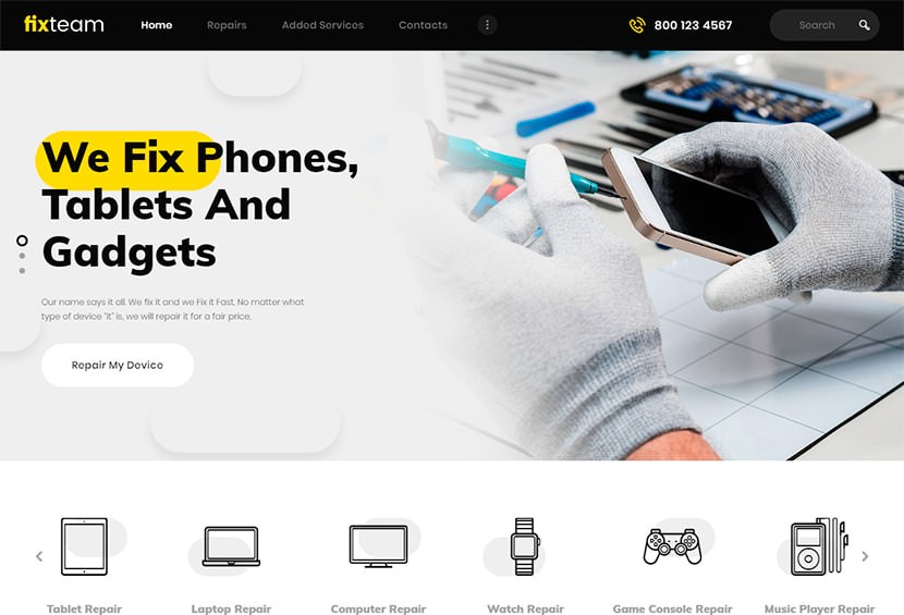 FixTeam мощный и современный шаблон WordPress.