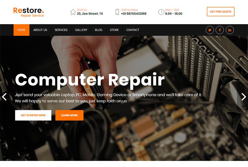 Тема Restore создана с использованием новейшей технологии Bootstrap.