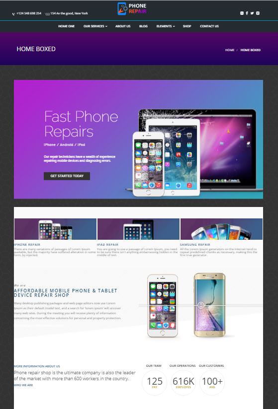 Шаблон PhoneRepair для сайта о телефонах.