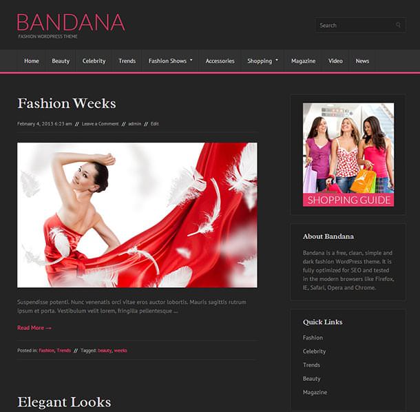 Bandana - это бесплатная и чистая тема моды WordPress