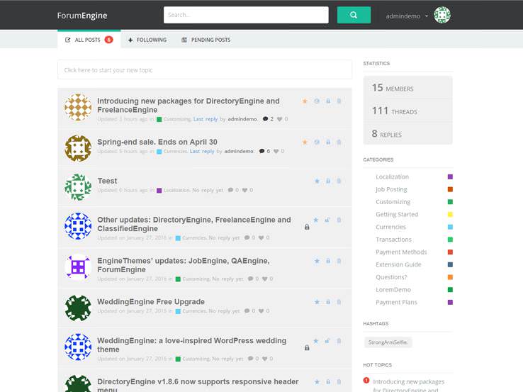 ForumEngine шаблон для Вордпрес для создания форума