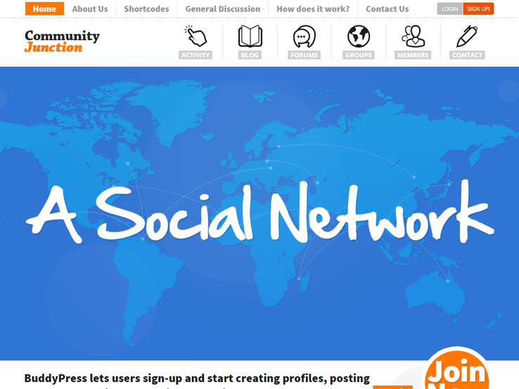Community Junction шаблон для Вордпрес для интернет сообществ