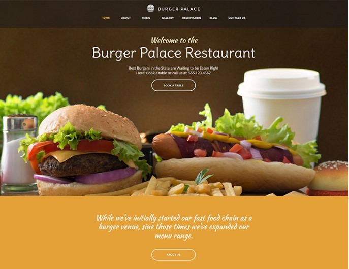 WordPress шаблон Burger Palace - Fast Food Restaurant