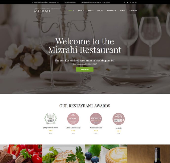 WordPress шаблон Mizrahi - Kosher Restaurant