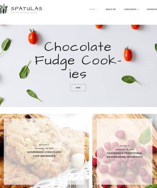 WordPress шаблон Spatulas - кулинарный блог