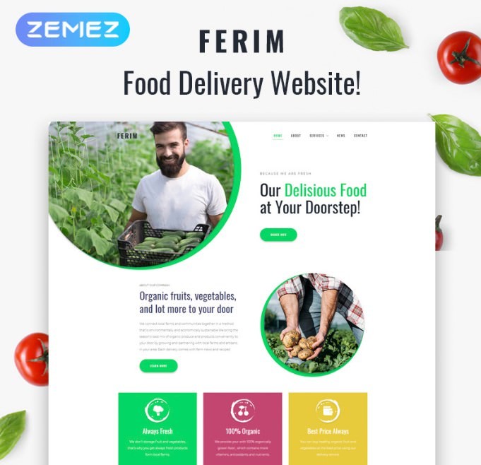 WordPress шаблон Ferim - Food Delivery Multipurpose Minimal Elementor