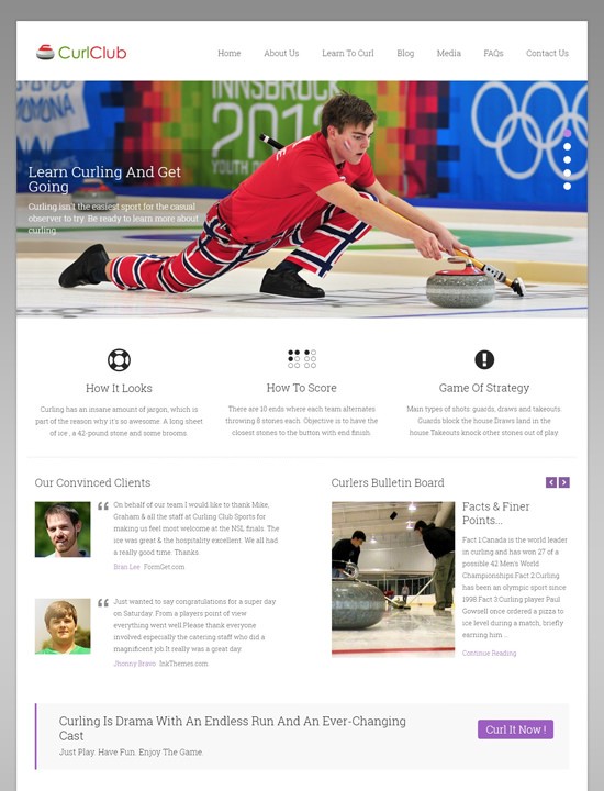 curlclub WordPress спорт-тема