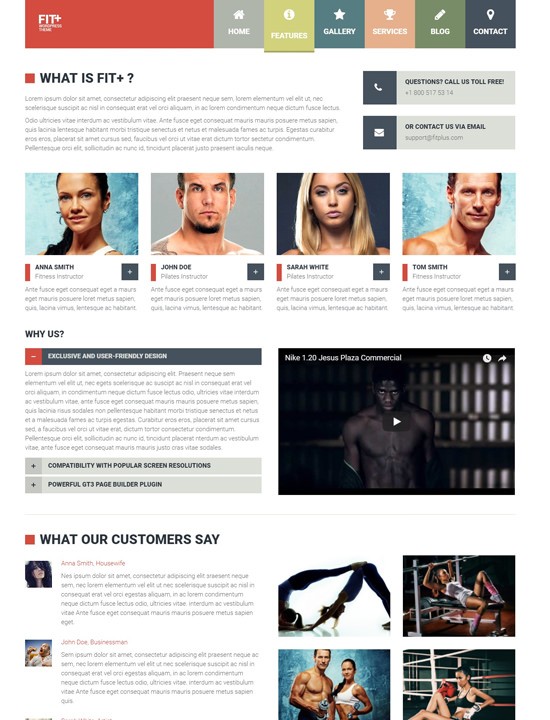 Fit Спорт WordPress шаблон
