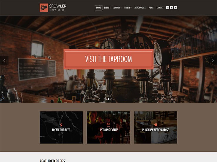 Growler - это стильный и современный шаблон WordPress для пивоварен и пабов.