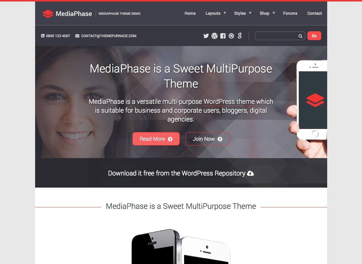 MediaPhase Бесплатная бизнес-тема WordPress