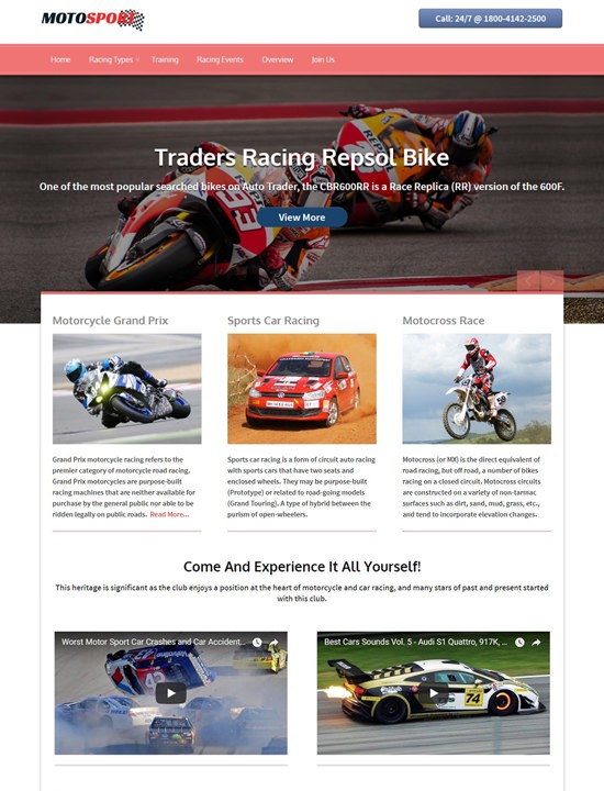 MotoSports WordPress спорт шаблон