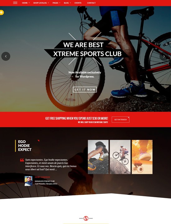 Xtreme Sports шаблон для Вордпресс