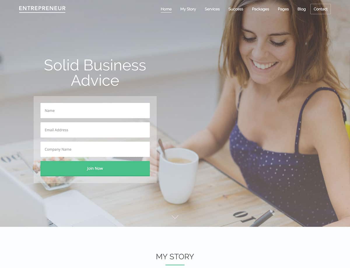 Entrepreneur тема Вордперсс для коучинга