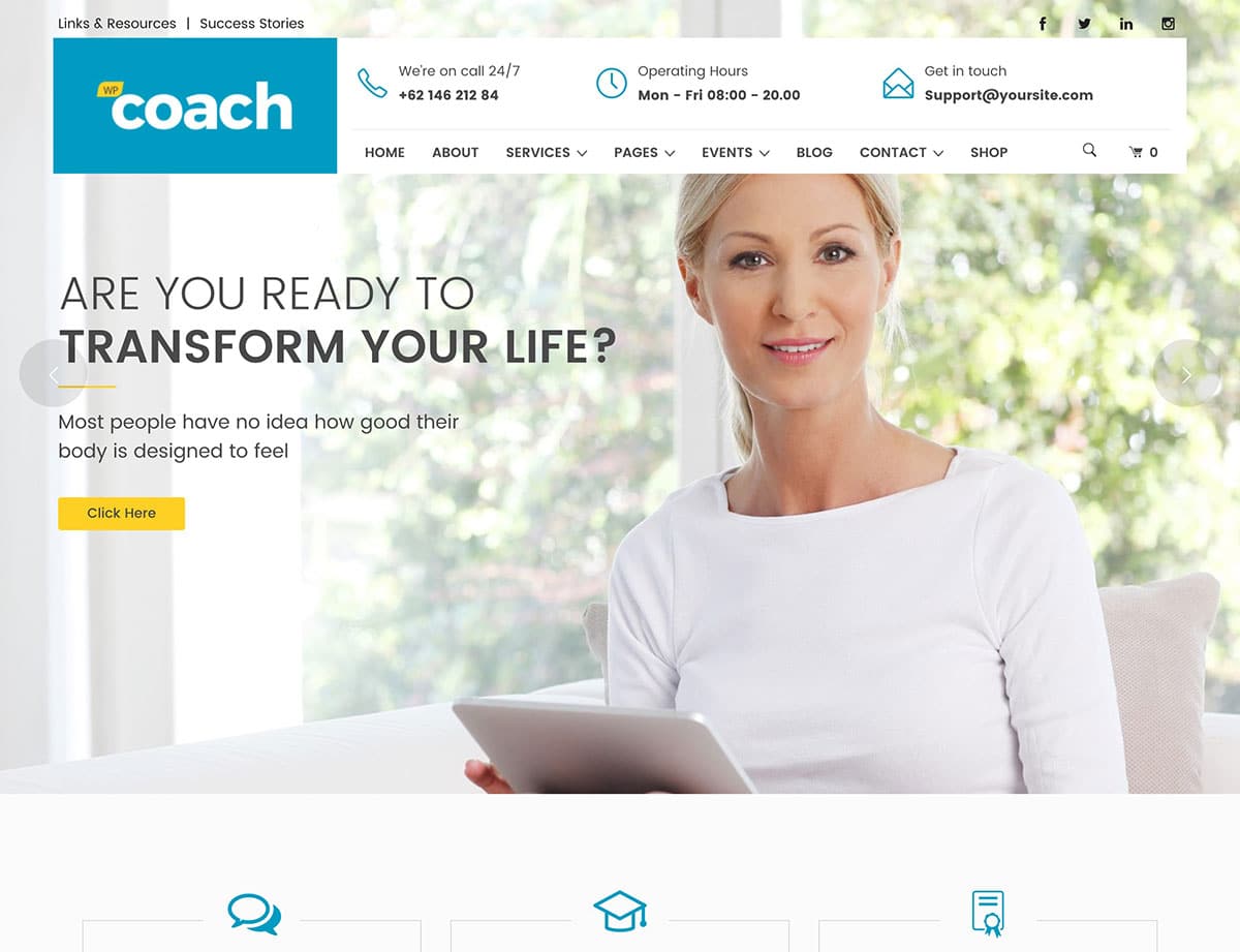 WP Coach шаблон сайта тренера