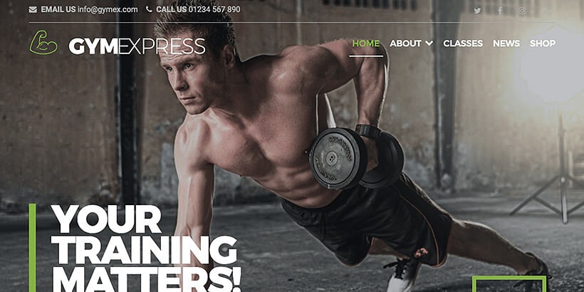 Gymexpress бесплатный шаблон для Вордпресс сайта