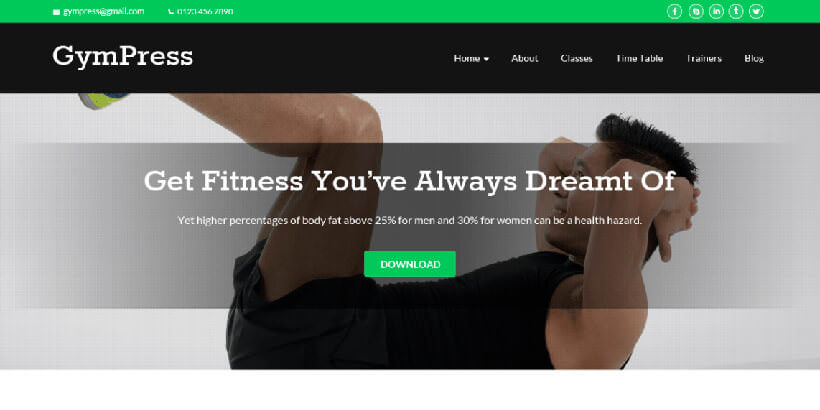 Бесплатная тема для фитнеса: GymPress