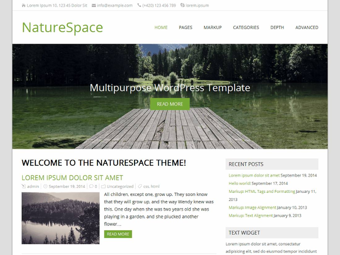 NatureSpace бесплатная темя Вордпресс