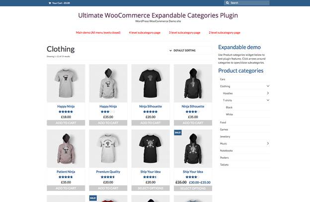 Раздел “Категории товаров”, созданный с помощью плагина WooCommerce