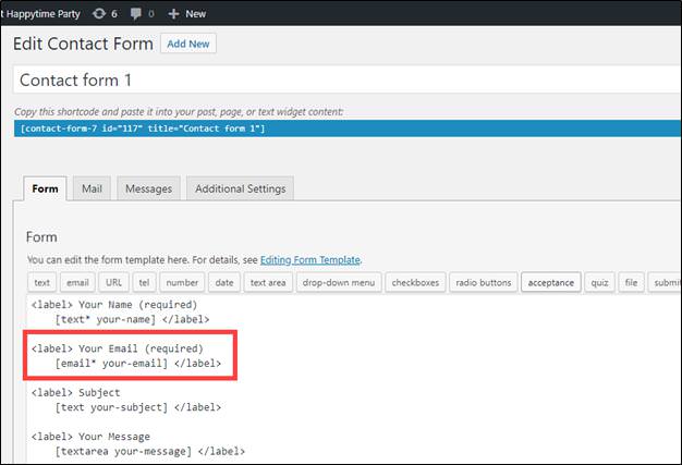 Код для Contact Form 7