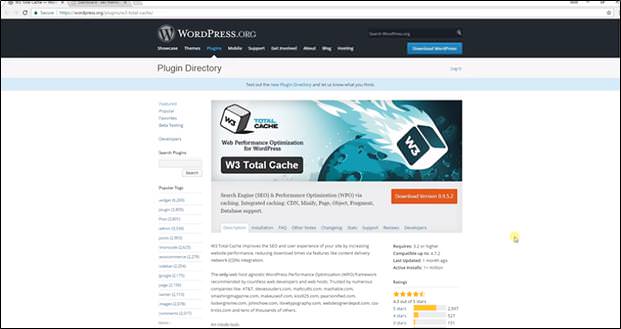Страница плагина W3 Total Cache