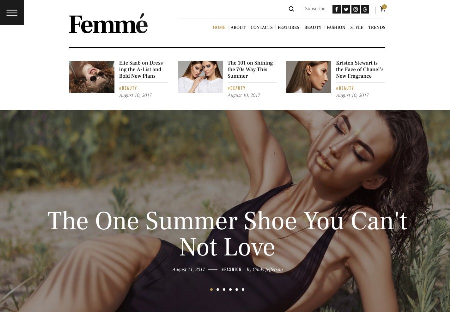 Femme - An Online Magazine & Fashion Blog WordPress Theme