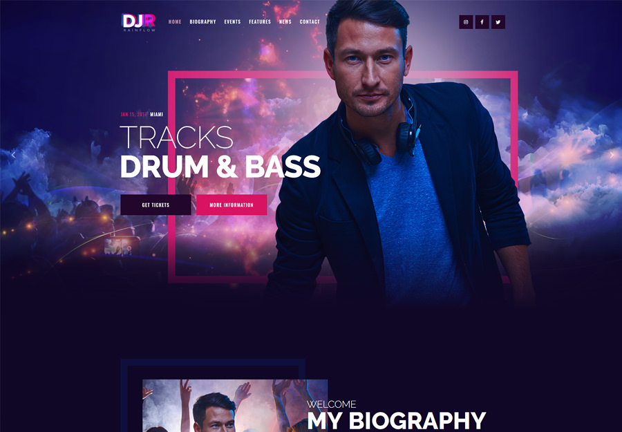 DJ Rainflow | A Music Band & Musician WordPress Theme