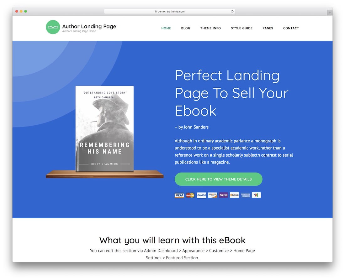 Landing Page - это бесплатная тема WordPress