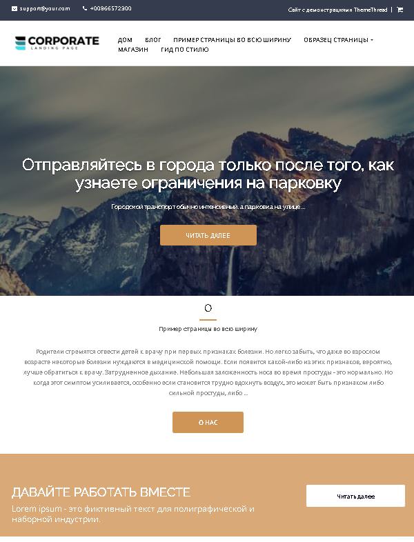 Тема Corporate Landing Page