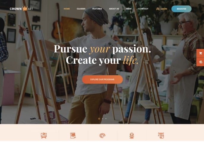 Crown Art | Drawing and Music School WordPress Theme