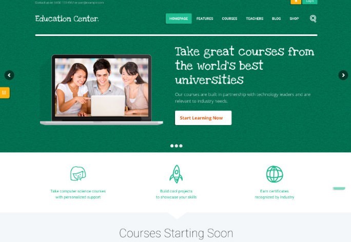 Education Center | LMS Online University & School Courses Studying WordPress Theme
