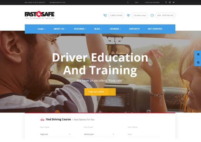 Fast & Safe | Driving School WordPress Theme