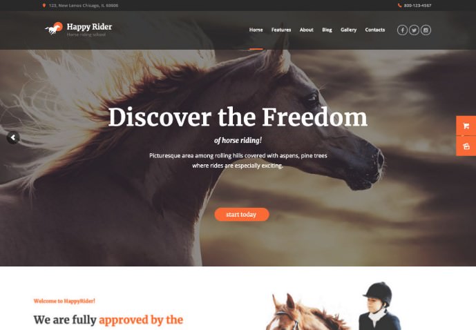 Happy Rider - Horse School & Equestrian Center WordPress Theme