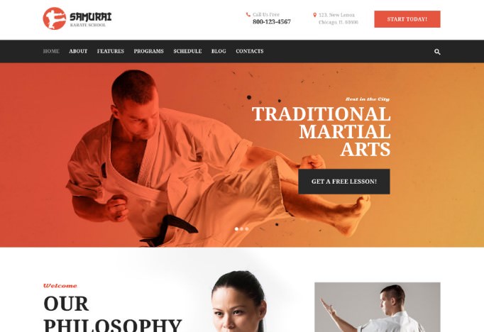 Samurai | Karate School and Fitness Center WordPress Theme