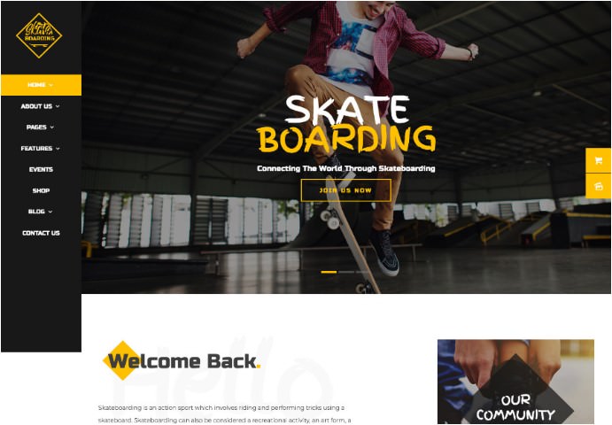Skateboarding Community & Store WordPress Theme