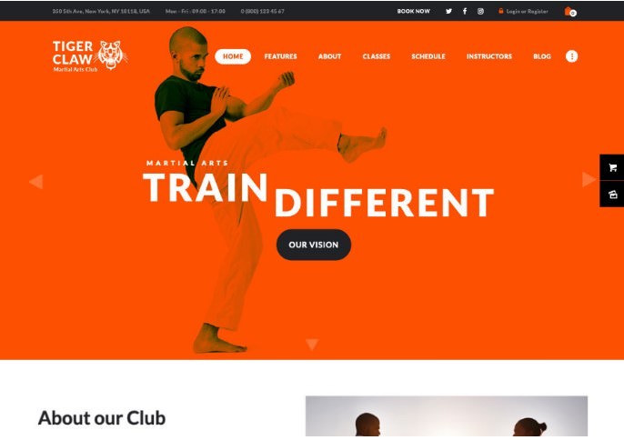 Tiger Claw | Martial Arts School and Fitness Center WordPress Theme