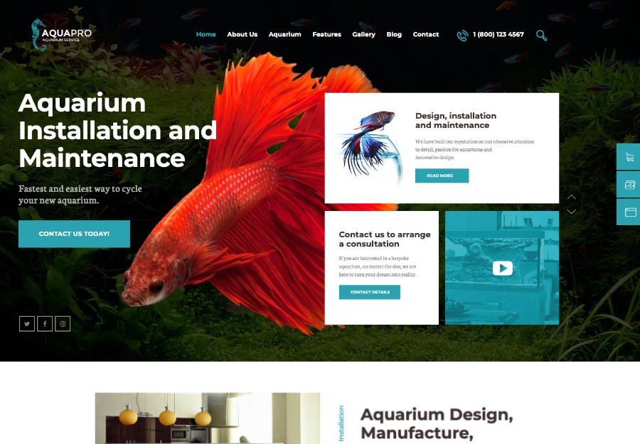 AquaPro | Aquarium Installation and Maintanance Services WordPress Theme + Store