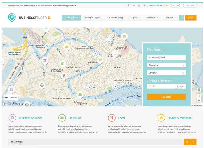 businessfinder шаблон интегрирован с приемом платежей