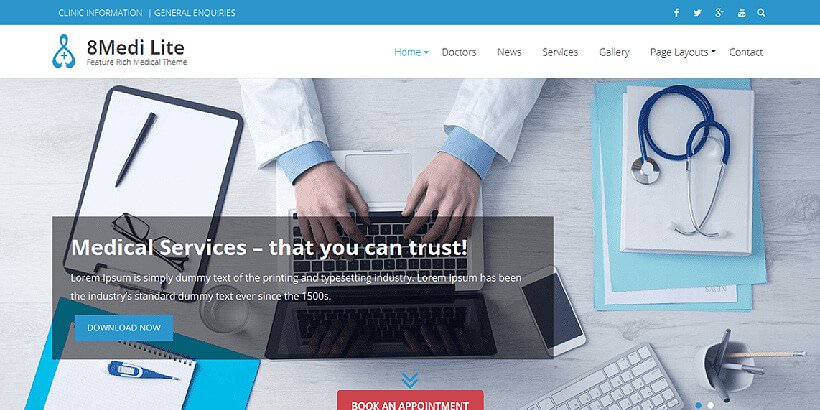 EightMedi Lite Бесплатные Медицинские Темы WordPress
