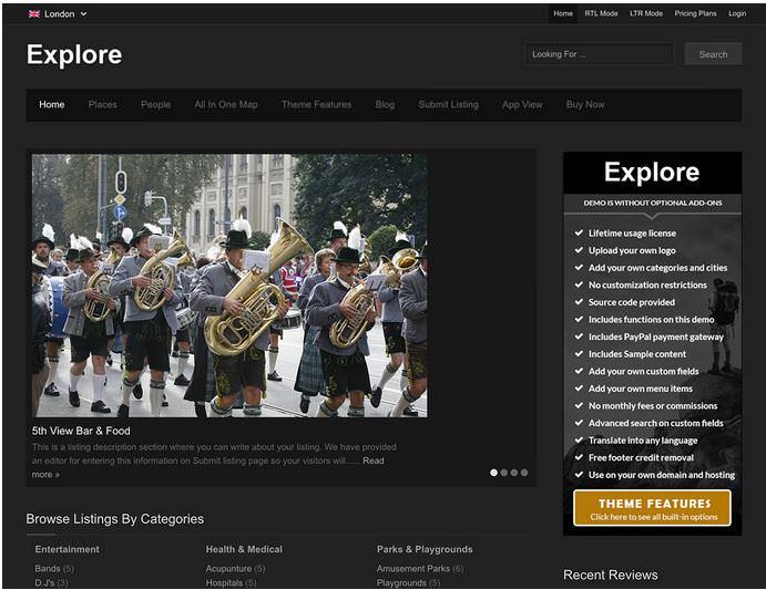 explore шаблон для сайта дириктории