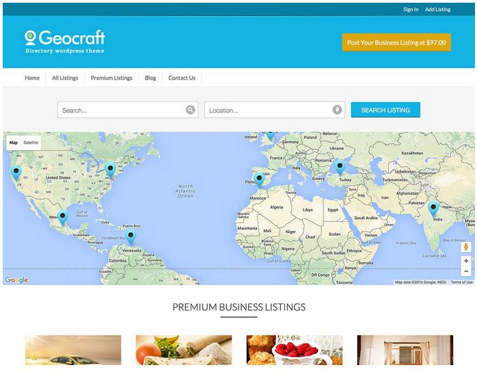 GeoCraft шаблон для сайта каталога на Вордпресс