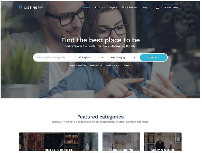 listineasy бесплатный шаблон для сайта каталога
