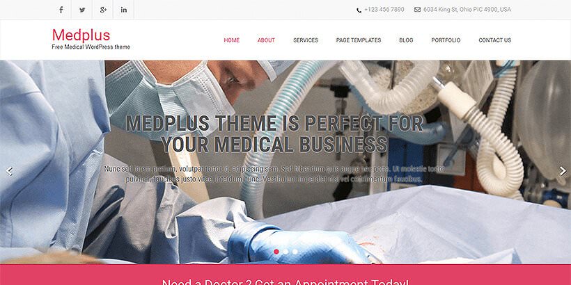 MedPlus Бесплатные Медицинские Темы WordPress