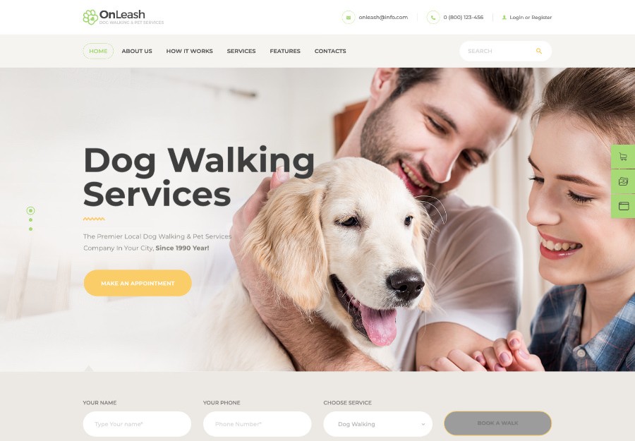 OnLeash | Dog Walking & Pet Services Veterinary WordPress Theme